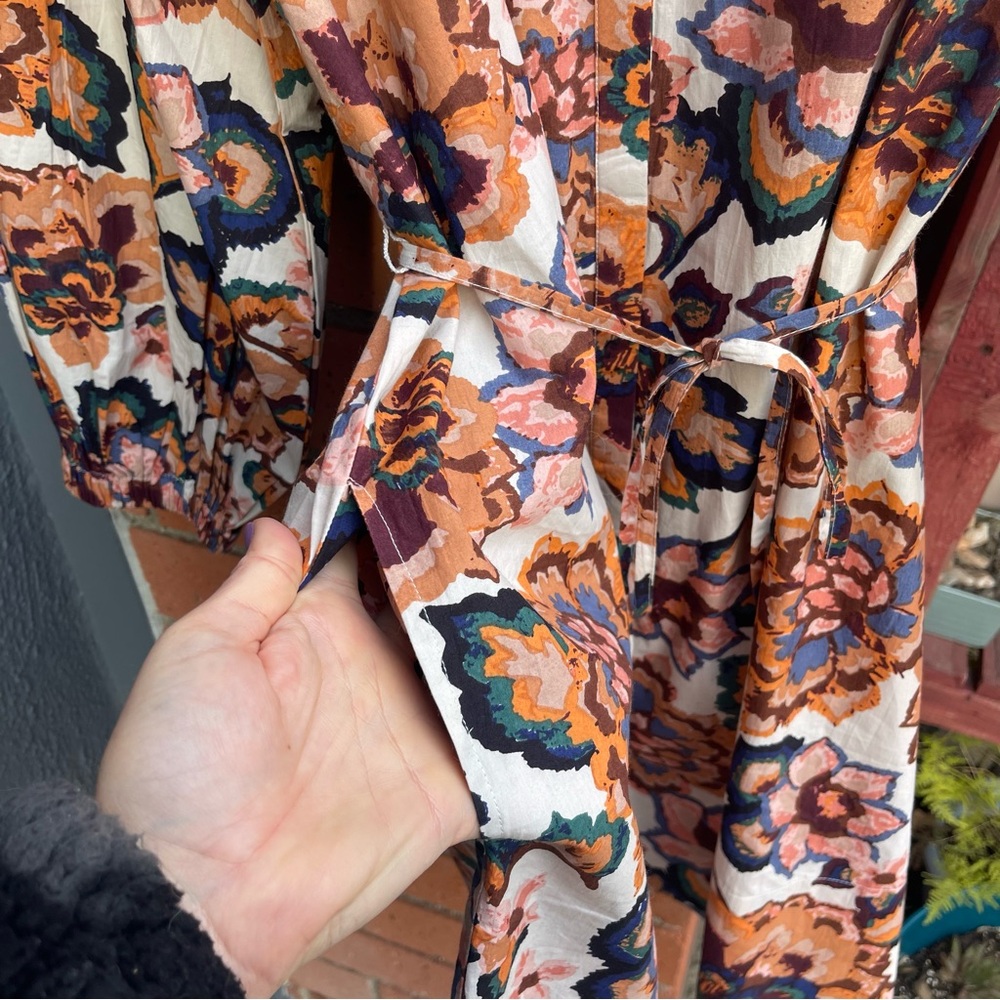 Cleobella floral block print cotton poplin shirt dress 14 - Picture 6 of 16
